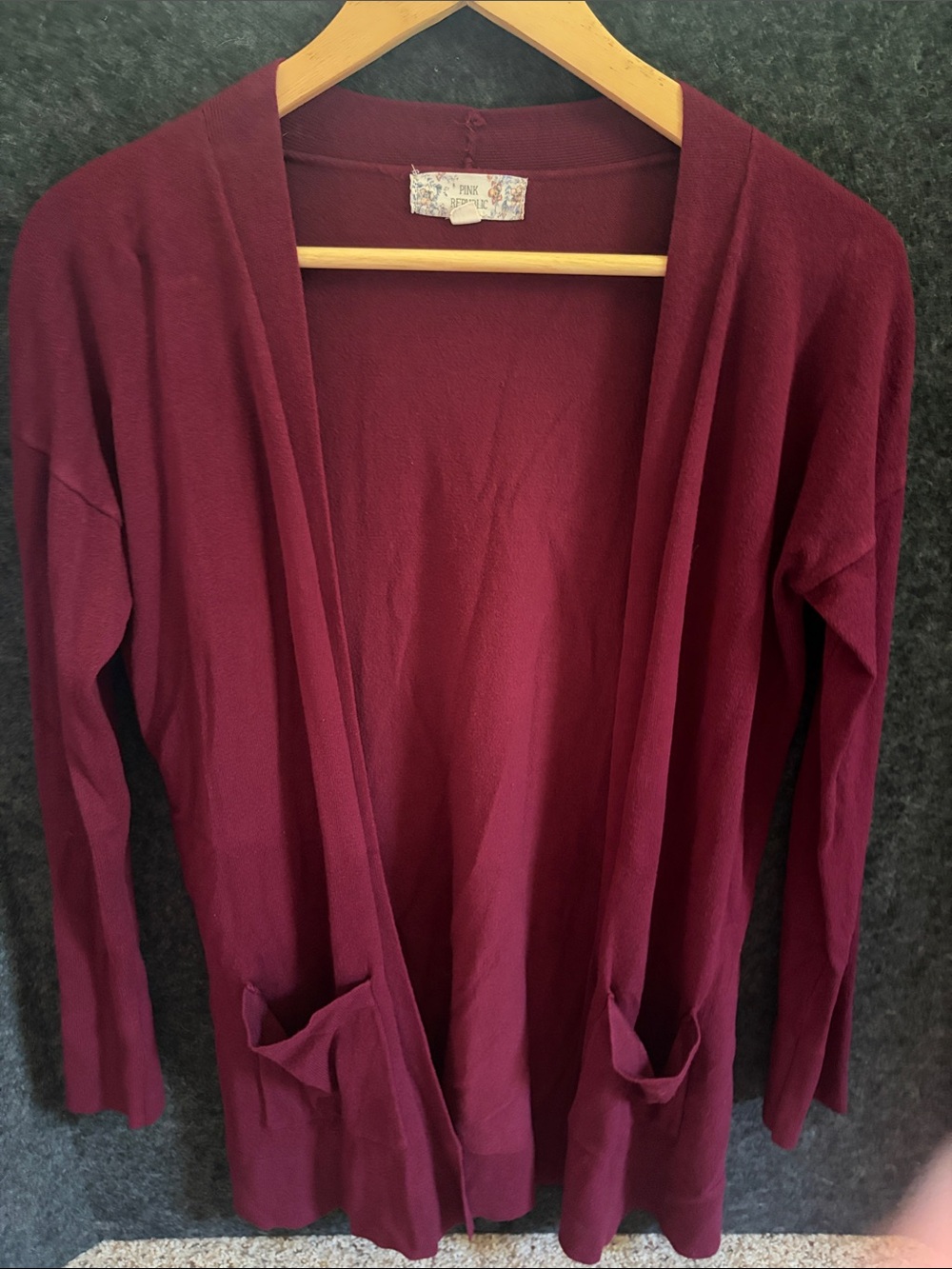 Pink Republic Open-Front Cardigan in Deep Wine